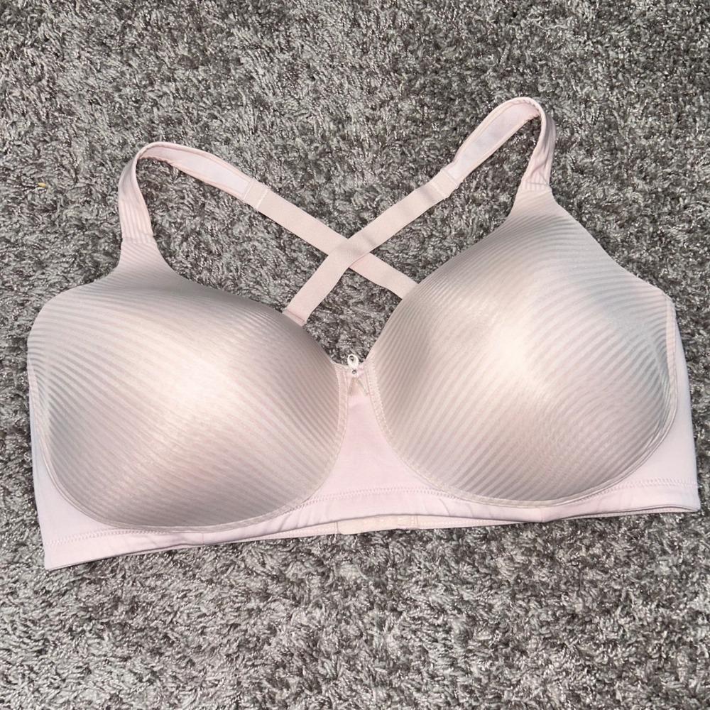 Vanity Fair 40DD Smoothing Wireless Bra Criss Cross‎ Back Light Pink